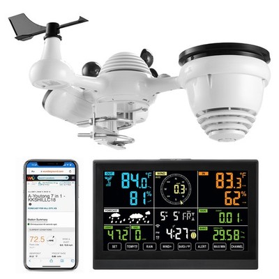 Uimoso 7-in-1 Wireless Weather Station with 7.5'' Display and Wi-Fi Connectivity