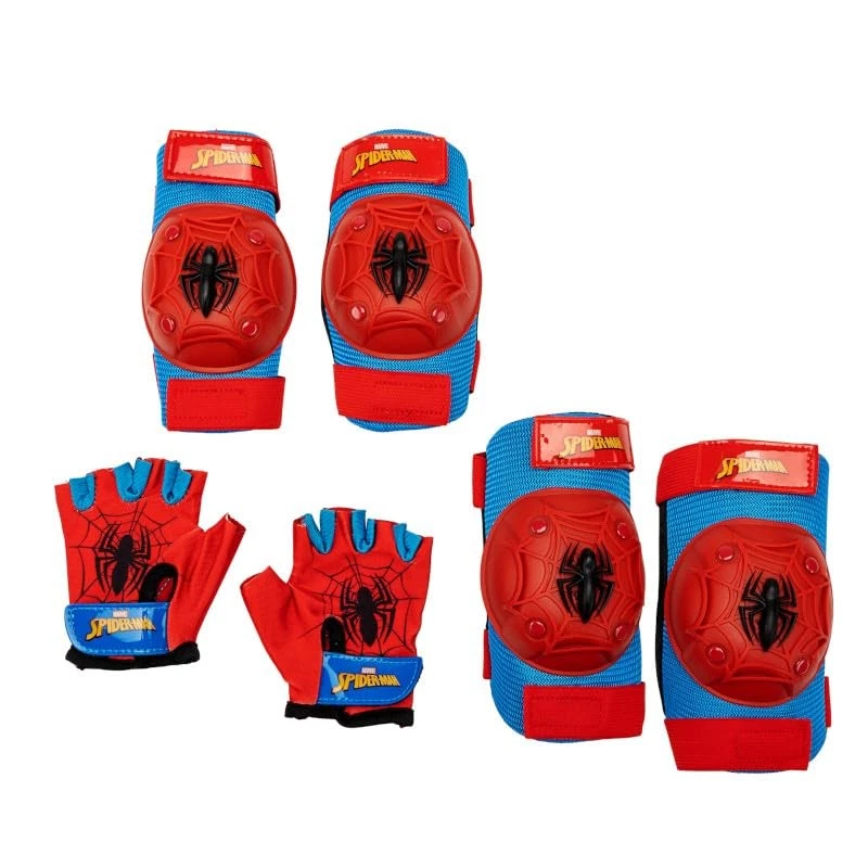 JUEGO DE ALMOHADILLAS Y GUANTES DE BICICLETA PARA NIÑOS MARVEL SPIDER-MAN - AZUL/ROJO Foto 4 de 4