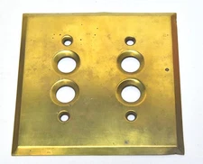 VINTAGE PUSH BUTTON DOUBLE GANG BRASS COVER SWITCH PLATE UNMARKED