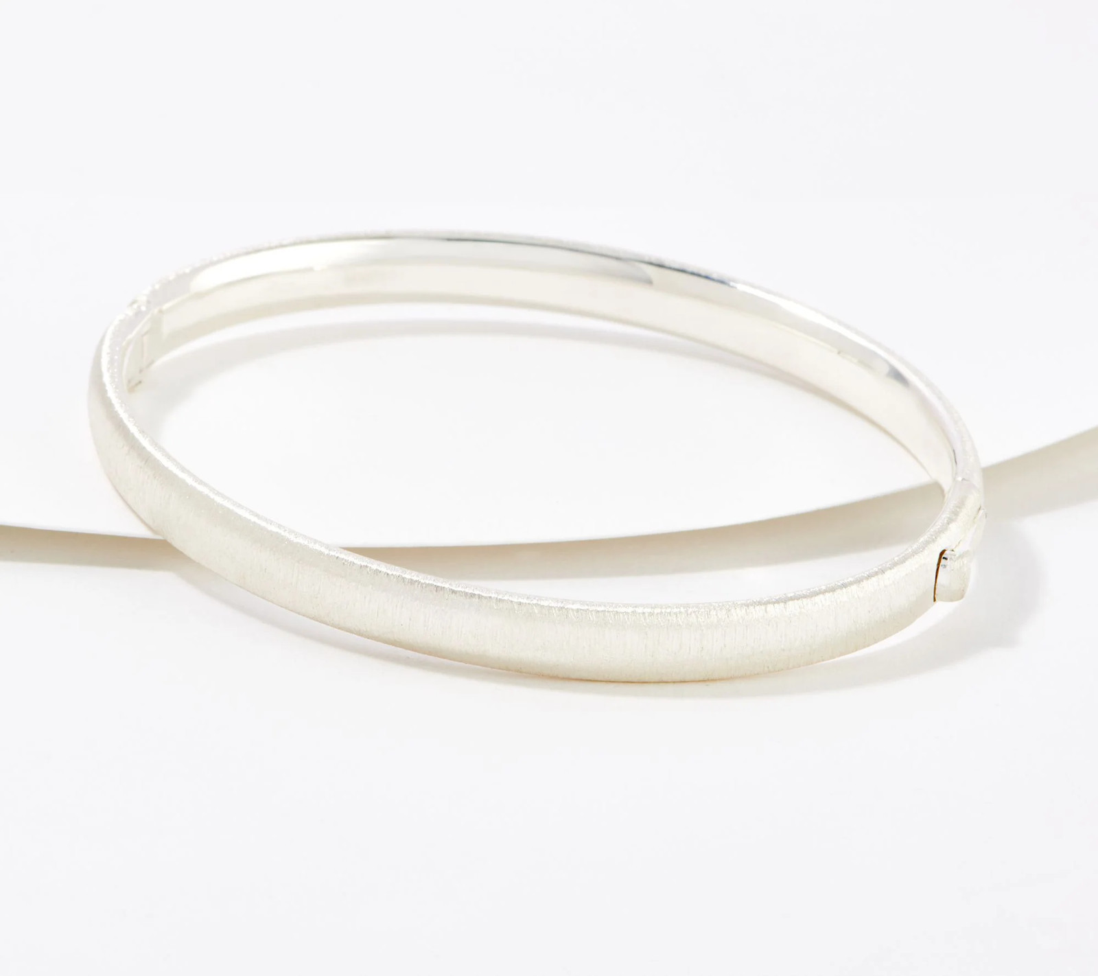 UltraFine 950 Silver Oval Tube Satin Finish Bangle Bracelet Small