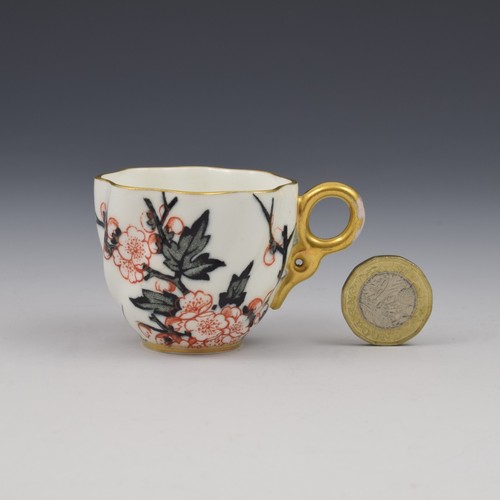 Victorian Coalport Porcelain Miniature Hawthorn Spiral Fluted Coffee Cup Antique - Picture 2 of 7