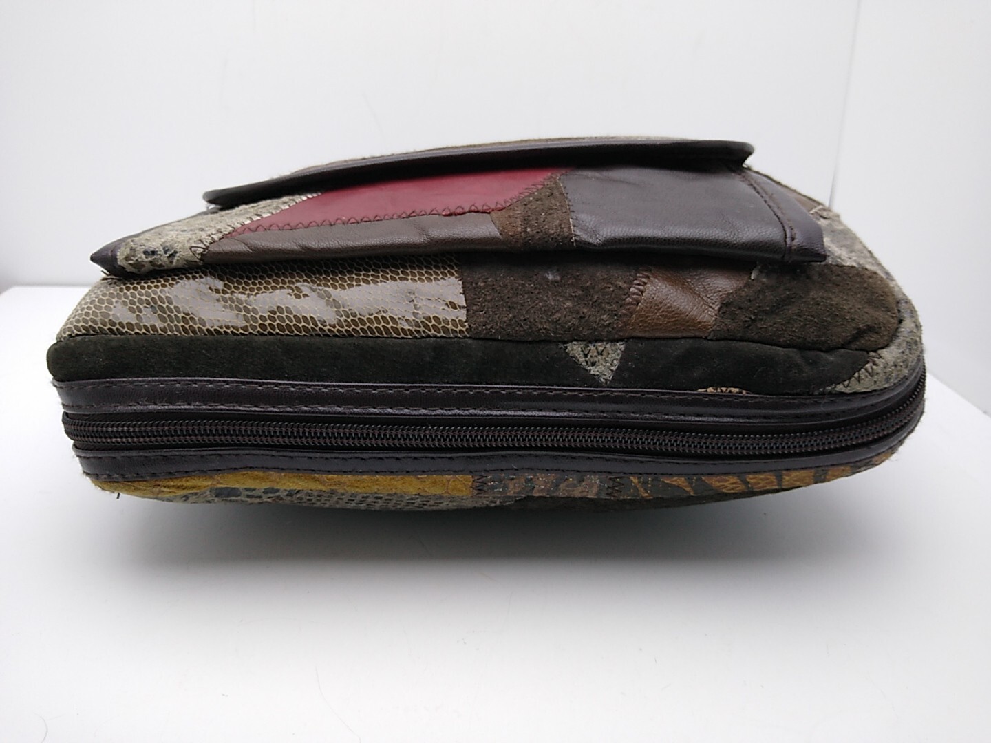 Vintage Brown Crazy Patchwork Buttery Leather Sue… - image 5