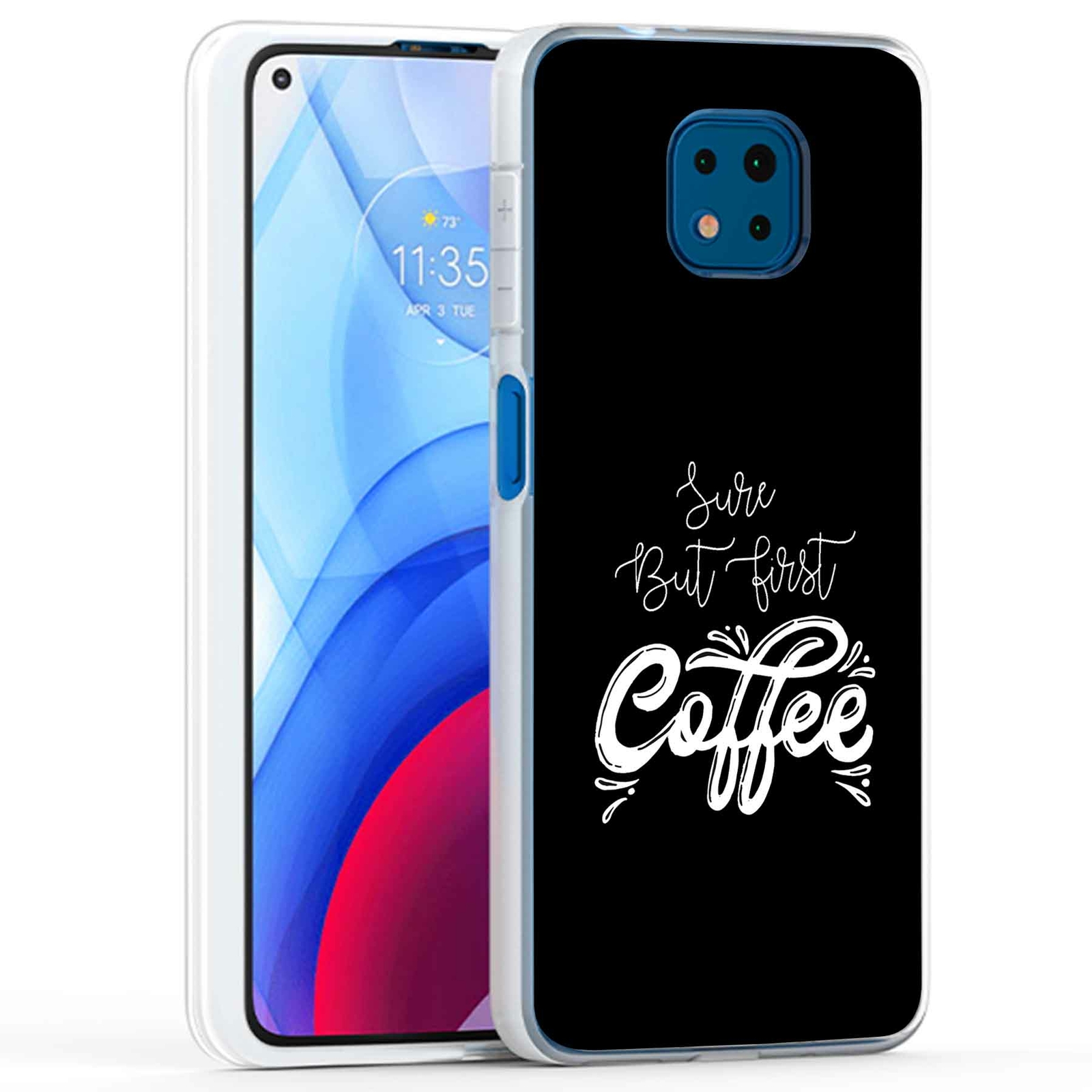 Phone Case Cover for Motorola Moto G Power 2021,But First Coffee Print, USA