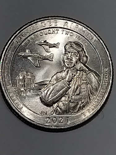 2021 P Tuskegee Airmen Quarter Large Die Chip On Upper Air Plane Reverse Error - Bild 5 von 6