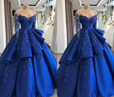 Off Shoulder Royal Blue Satin Long Prom Dresses with High Slit, Long R –  Eip Collection