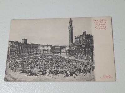 Palio neila Piazza del Campo Cartolina Italy Horse Racing Vintage Postcard