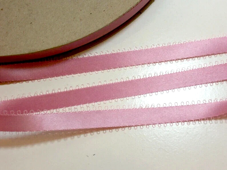 Dusty Pink Picot Double-Face Satin Ribbon 1/2" wide x 8 yards Feather Edge B10 - Image 4 of 4