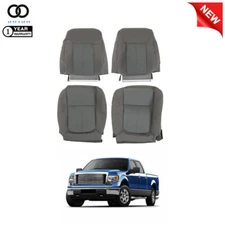 For 2011-2014 Ford F150 Steel Gray Driver+Passenger Top Bottom Cloth Seat Cover