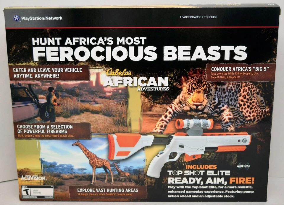 NEW PS3 Cabela's African Adventures Game w/Top Shot Elite Rifle Gun Bundle Set - Image 2 of 4