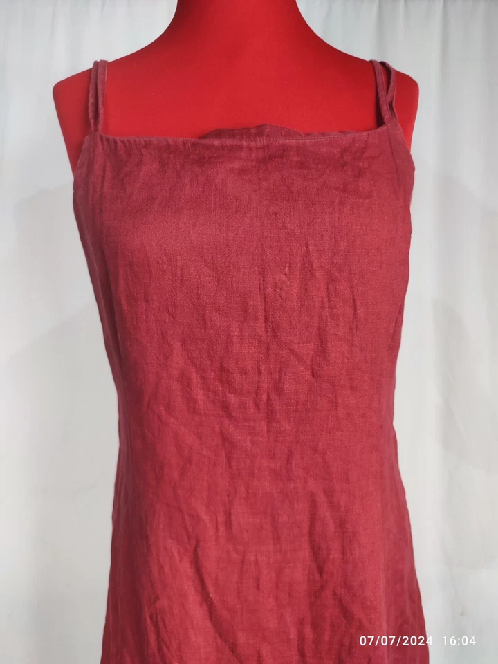 VESTIDO BURTON MUJER ROJO GRANATE SIN MANGAS LÍNEA A LINO HASTA LA RODILLA TALLA 10 Foto 2 de 4