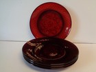 4 Luminarc Antique Ruby Pattern Luncheon Salad Plates 8" Diameter New