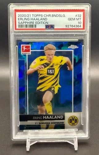 ERLING HAALAND 2020-21 Topps Chrome Sapphire BVB Bundesliga #32 Gem Mint PSA 10