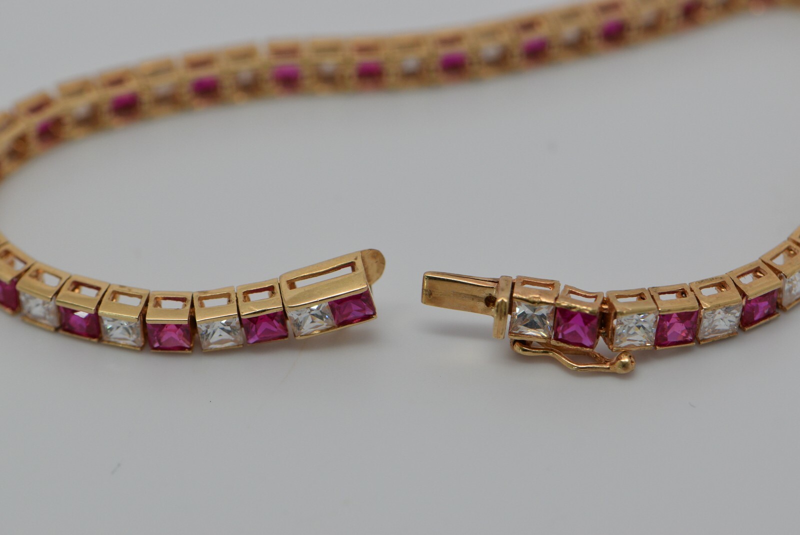 14K Yellow Gold Cubic Zirconia and Synthetic Ruby… - image 3