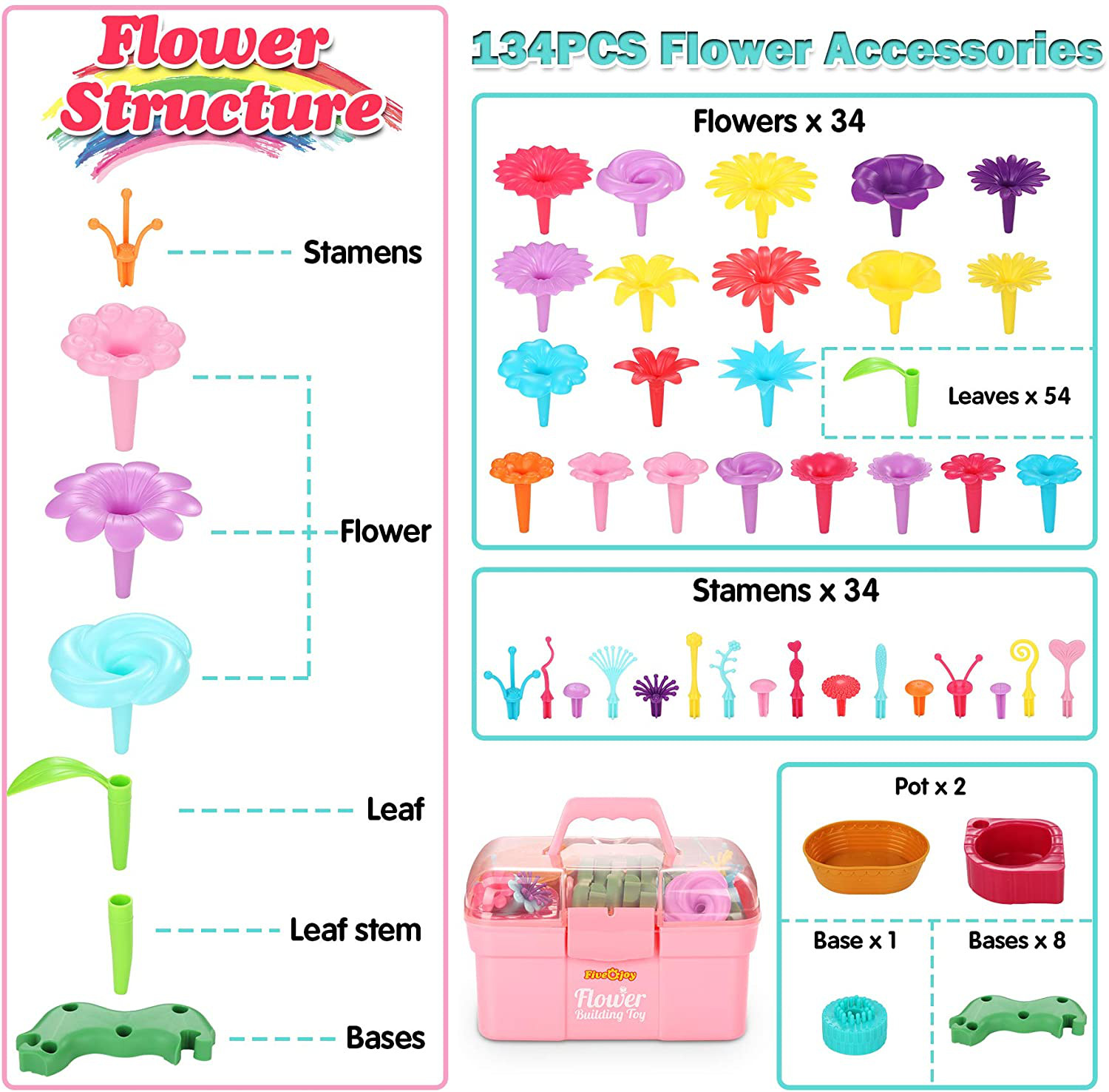 Jouets de construction de jardin de fleurs pour animer les après-midis de création bricolage - 4