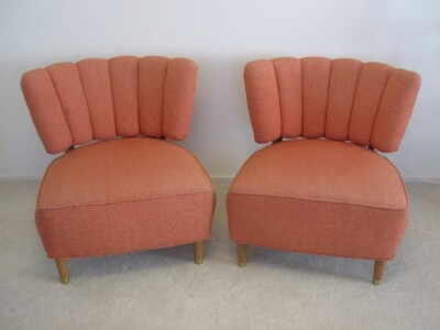 ULTRA RARE Vintage Pair of KROEHLER Slipper Lounge Chairs, 1950's