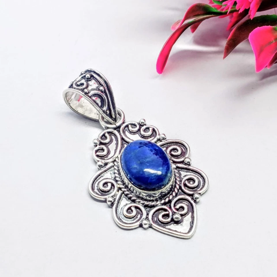 Natural Lapis Lazuli Gemstone Handmade Pendant.925 Sterling Silver Gift pendant2 - Image 4 of 4