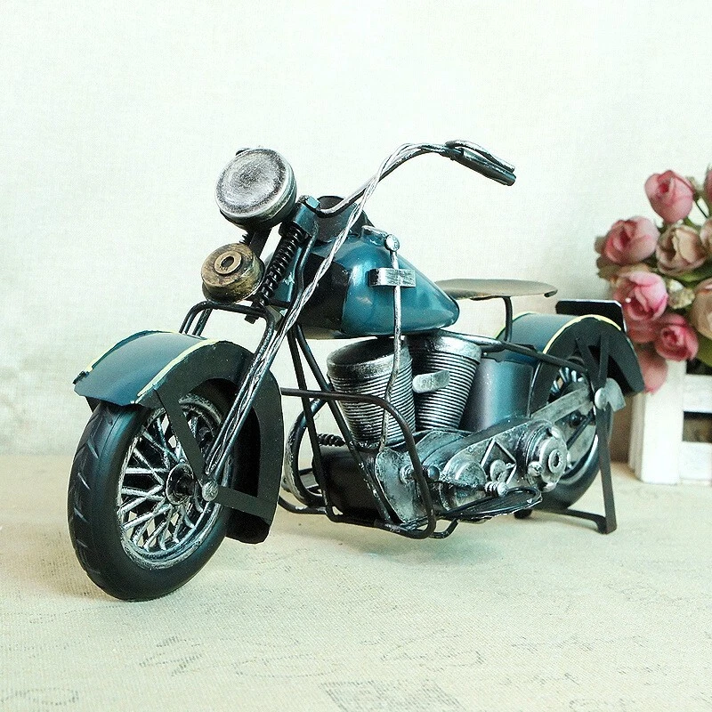 Vintage Handmade Iron Motorcycle Model Collectible Metal Motorbike Sculpture Toy - Image 2 of 4