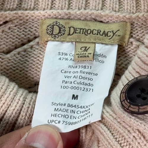 Democracy Knit Sweater Womens Medium Beige Turtleneck Oversized Comfort Bohemian - Picture 6 of 11