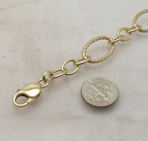 Bellezza Diamond Cut Oval Link Bracelet Lobster Clasp Solid Yellow Bronze image 4