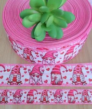 5/8, 7/8, 1.5" 1 YD Valentine's Day Grosgrain Ribbon Gnome Valentine Ribbon