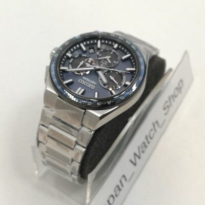SEIKO Astron SBXC109 Silver Blue GPS Solar Metal Band Men`s Watch