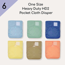 6 KaWaii Baby One Size Heavy Duty HD2 Cloth Diapers  12 Diaper Inserts