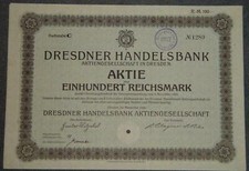 50 X Dresdner Handelsbank Aktiengesellschaft in Dresden 100 RM 1924