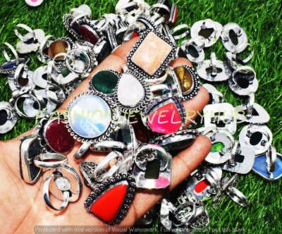 Coral & Mix Gemstone Ethnic Handmade 5pcs Fashion Ring Lot FR-1330