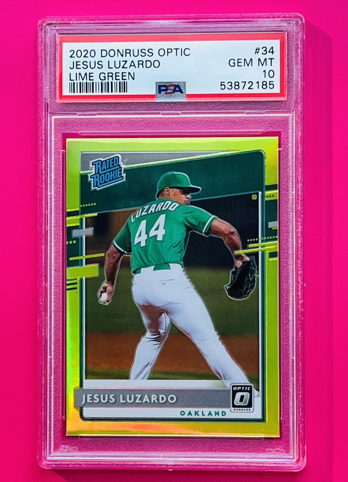 Jesus Luzardo 2020 Donruss Optic—Lime Green Rated Rookie PSA 10 (POP 2—0)