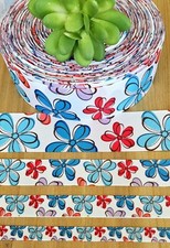 3/8, 5/8, 7/8  1.5" 1 YD Daisy Grosgrain Ribbon Floral Mother's Day Wreath