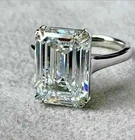 Art Deco Style Lab-Created Diamond Emerald Cut Solitaire Ring 14k White Gold FN