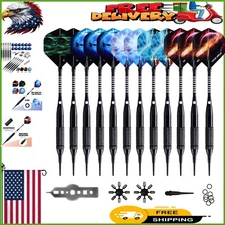 Complete Electronic Dart Set: 12 Soft Tip Darts, 100 Tips & Wrench Included