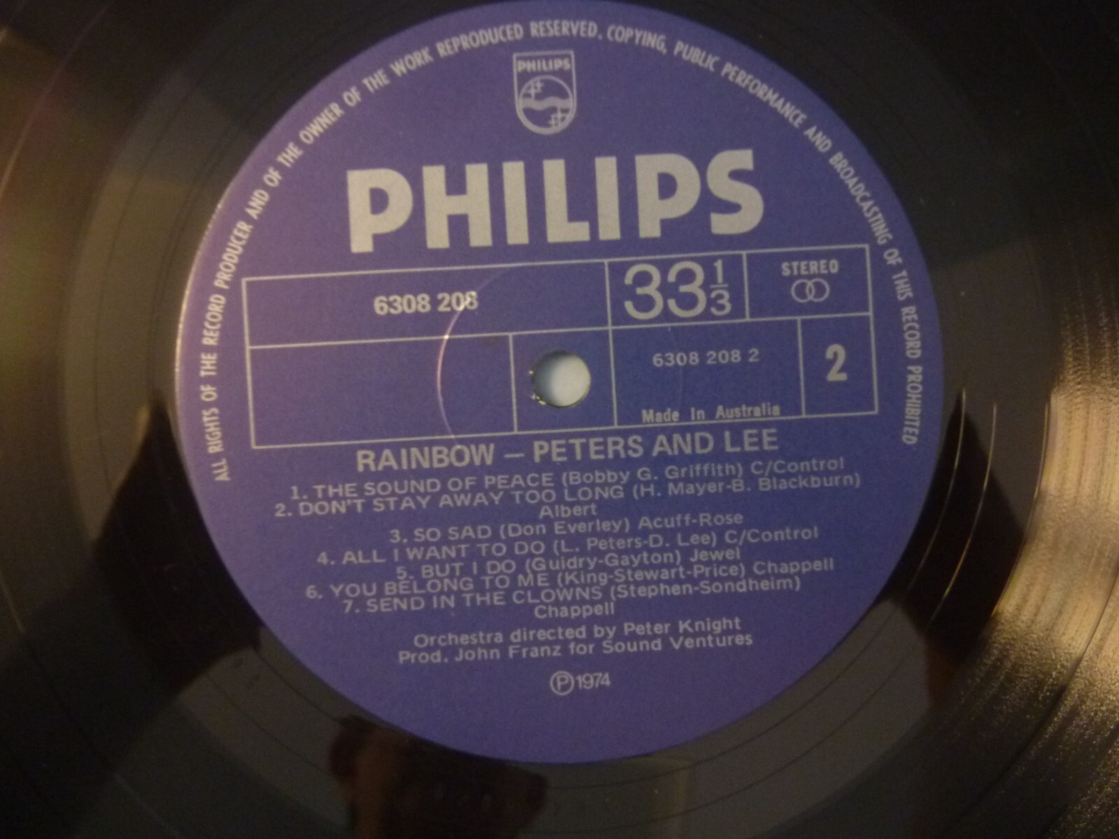 Peters & Lee Rainbow 12"Vinyl LP 33rpm 1974 Philips Aus 6308 208 eBay