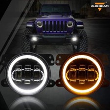 Auxbeam 4 Inch Led Fog Lights White Drl Amber Turn Signal For Jeep Wrangler Jk