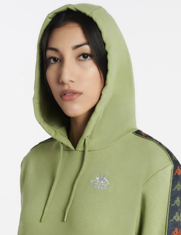 Kappa 222 Banda Budy 3 Felpa con Cappuccio Donna Verde Salvia-Nero Fumo 331328W-A17 - Immagine 3 di 4