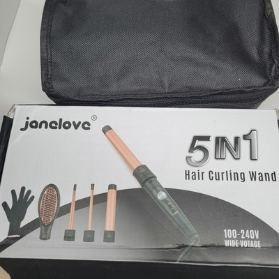 Curling Wand Set, Janelove Professional 5 in 1 Curling Set with travel bag