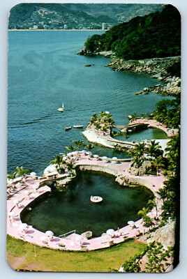Acapulco Guerrero Mexico Postcard Hotel Las Brisas Two Salt Water Pools c1950's