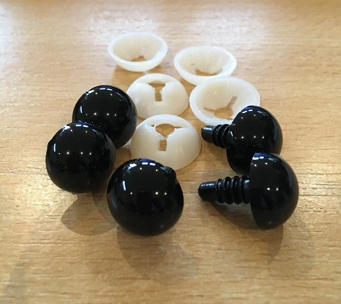 Sicherheitsaugen Spielzeug schwarz Kunststoff 5 mm bis 30 mm EN71-3 REACH zertifizierte Teddybären - Bild 3 von 4