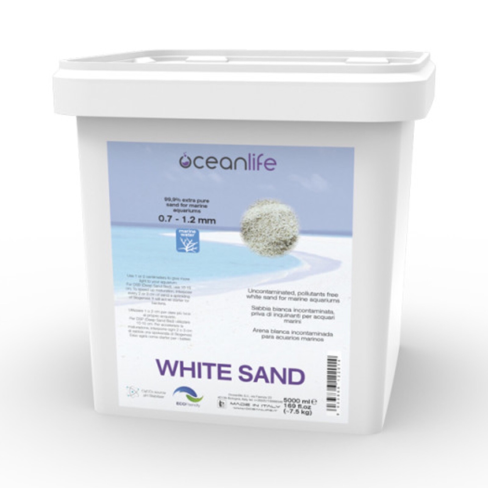 OCEANLIFE WHITE SAND 0,7-1,2 MM 5 LITRI SABBIA CALCAREA ACQUARIO MARINO