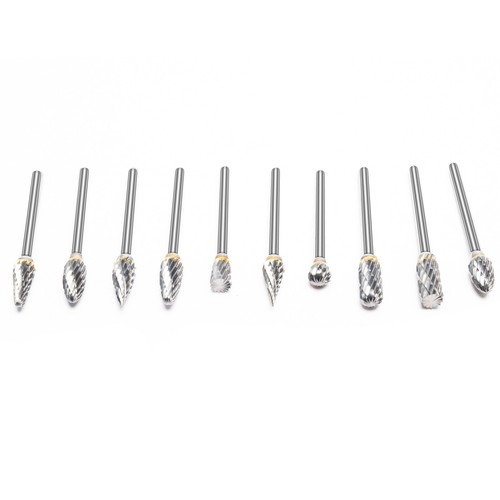 10pcs 1/8" Tungsten Carbide Burr Rotary Drill Bits Tools Cutter Files Set CS - Picture 8 of 10