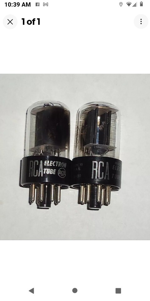 6SN7GTB RCA Pair Side D Getter Black Plates