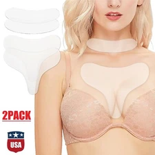 2Pcs Reusable Silicone Anti Wrinkle Chest Neck Face Pad Removal Patch Skin Care