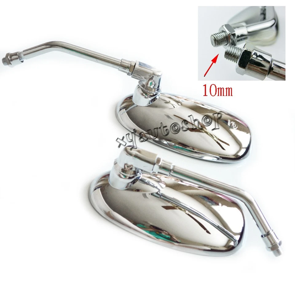 ESPEJOS RETROVISORES MOTO OVALADOS CROMADOS 10MM PARA HONDA SHADOW REBEL CB CRUISER Foto 2 de 3