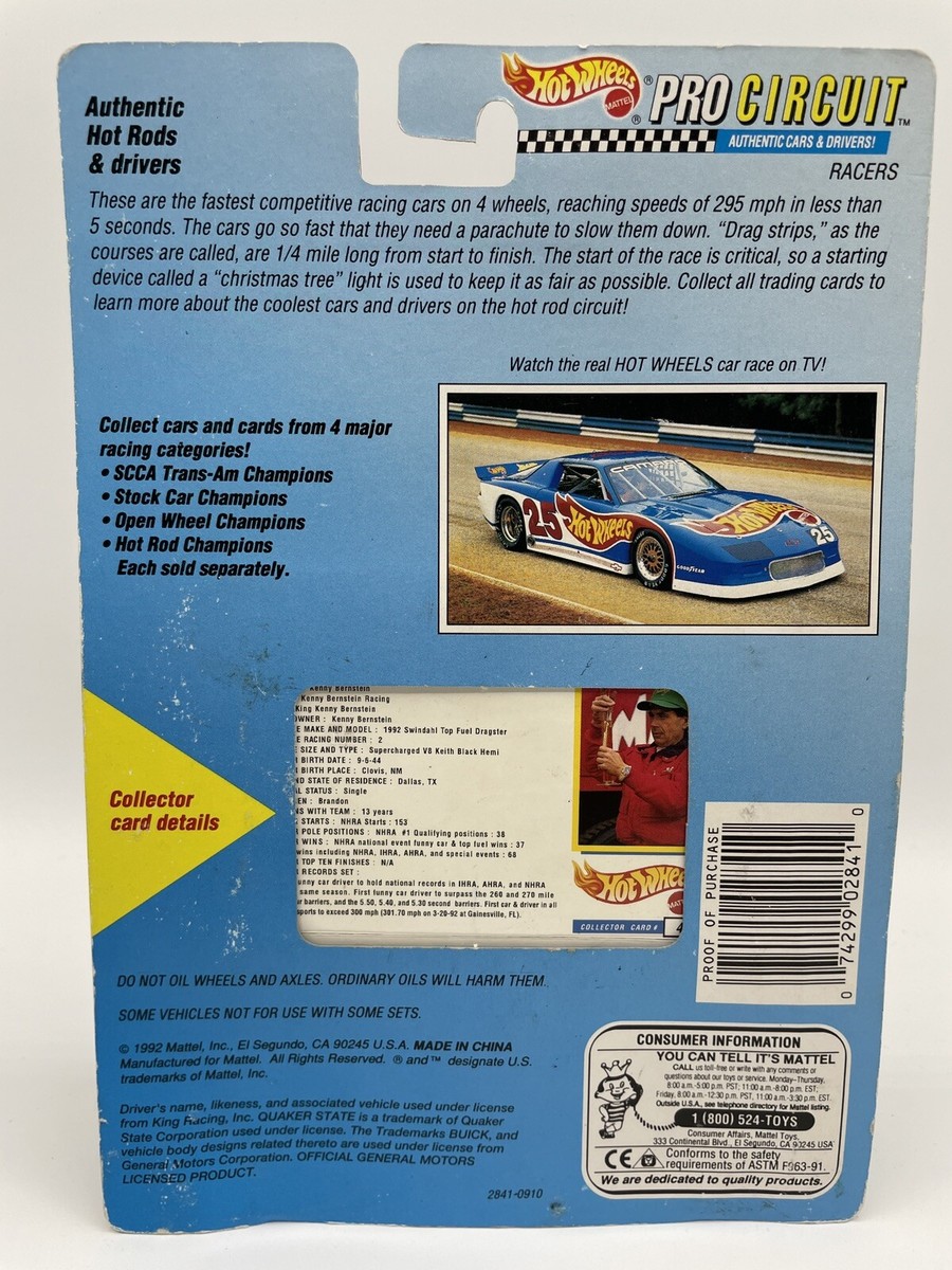 1992 Hot Wheels Pro Circuit Kenny Bernstein Buick Quaker State