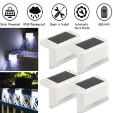 4Pcs Solar LED Deck Lights Garden Waterproof Landscape Light Fence Stairs Lamps