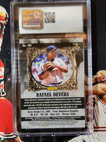2018 Panini Diamond Kings Rafael Devers Variation Black & White CSG Mint 9 RC - Picture 2 of 2