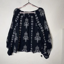 NWOT INC International Concepts Pleated Sleeve Embroidered Top Off Shoulder XL