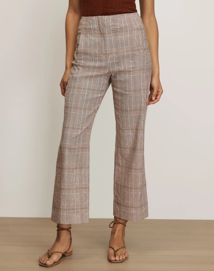 NEW VERONICA BEARD Dova Plaid Wide-Leg Pant Raisin Multi 0-10