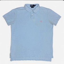 Polo Ralph Lauren Custom Fit Shirt Men s L Blue Short Sleeve Pink Pony Fits M