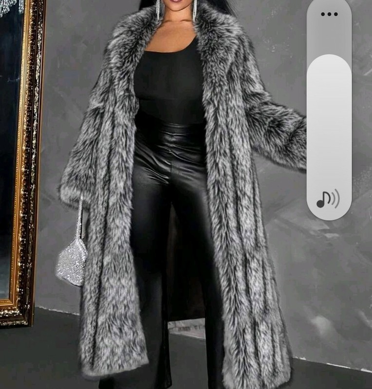 Stunning ! Silver Fox wrap-around coat looks real faux  lightweight